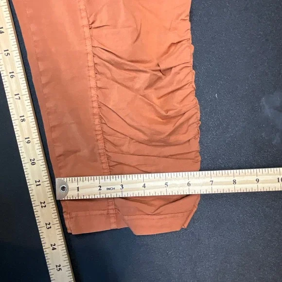XCVI Burnt Orange Ruched Cargo Pants Womens Small Cropped Elastic Waist Utility - Picture 5 of 8
